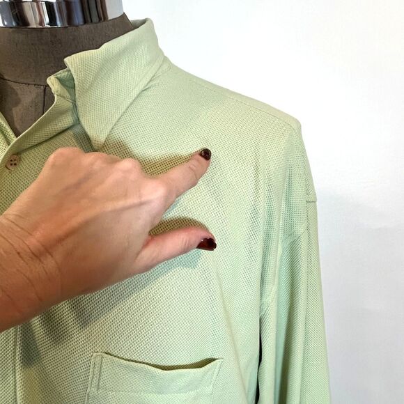 Ted Baker London Light Green Button Front Shirt Mens XL Ted/5 Nylon Blend Active - Picture 6 of 8